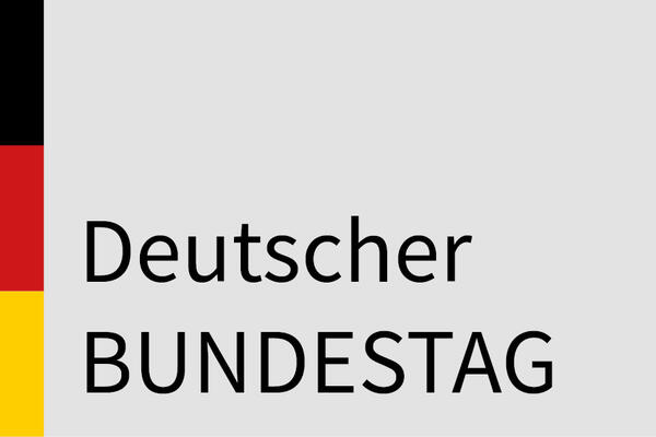Bild vergrößern: Teaserbild: Schriftzug Deutsche Bundestag mit schwarz-rot-goldenem Streifen