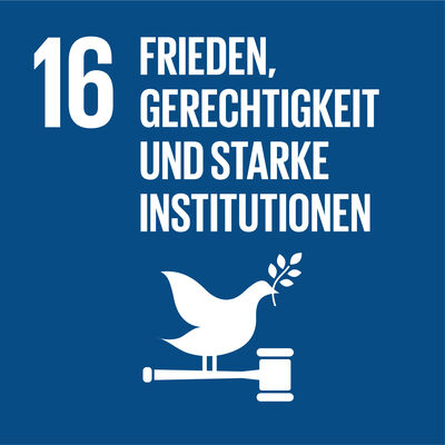 Bild vergrößern: Logo: (16) Frieden, Gerechtigkeit und starke Institutionen