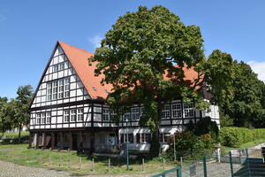 Fachwerkgebäude der Wasserbauschule am Stahnsdorfer Damm