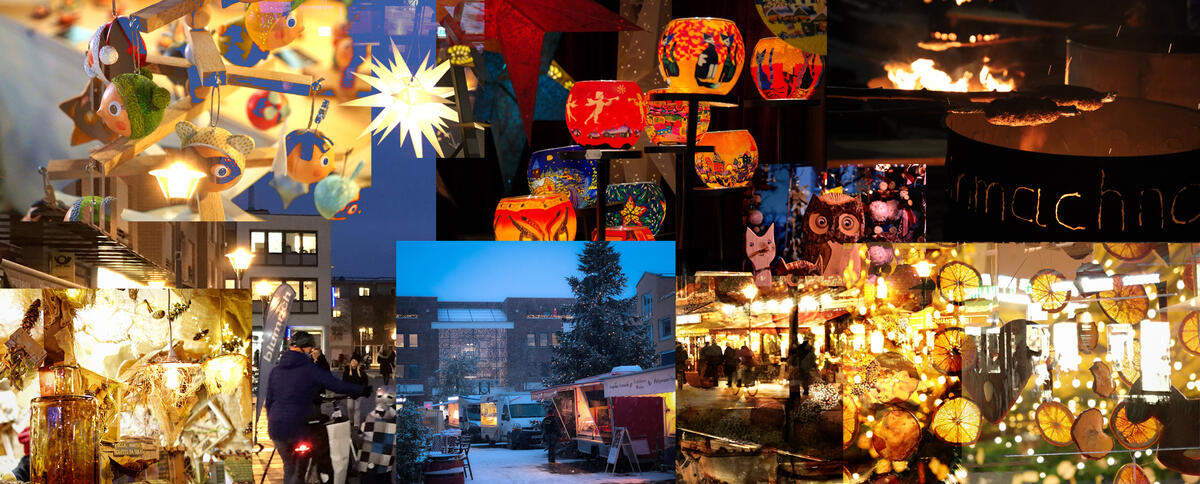 Bewerbung Adventsmarkt Kleinmachnow: Collage mit weihnachtlichen Bildern