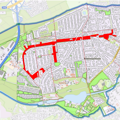 Bild vergr&ouml;&szlig;ern: Kartenansicht Bannwald Kleinmachnow und Gemeindegrenze