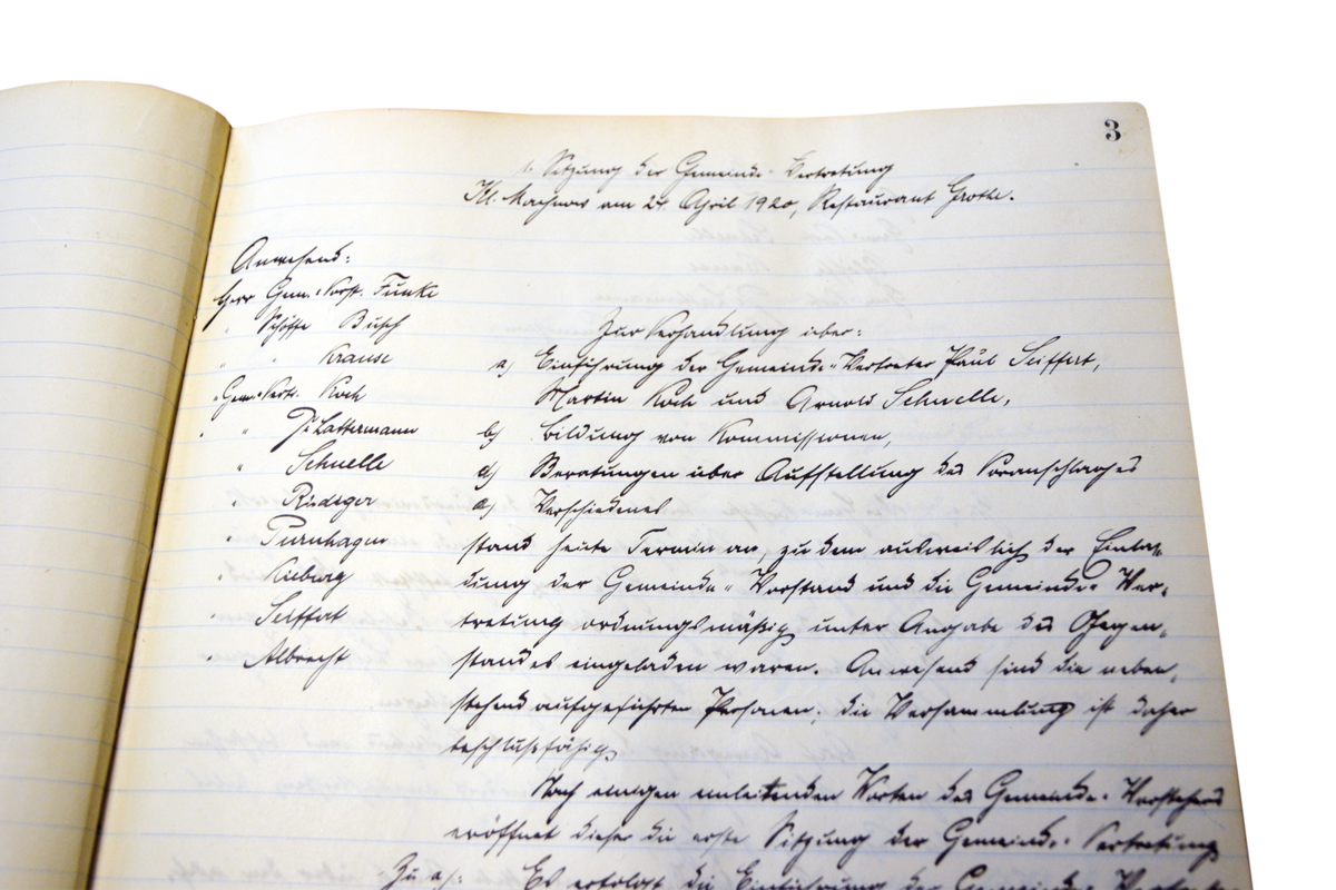 Kladde mit handschriftlichem Protokoll