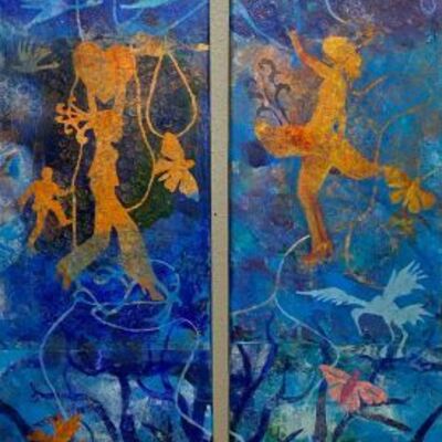 Bild vergr&ouml;&szlig;ern: Zweigeteiltes blaues Bild