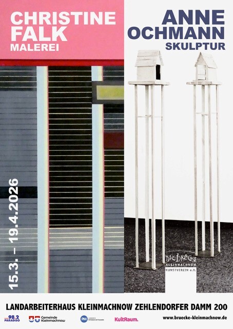 Bild vergr&ouml;&szlig;ern: Das Plakat informiert &uuml;ber duie Ausstellung der K&uuml;nstlerinnen Christine Falk und Anne Ochmann.