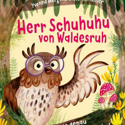 winkender Uhu mit lila Brille