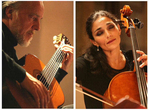 Bild vergr&ouml;&szlig;ern: Das Foto zeigt das Duo Burstein & Legnani beim Spielen ihrer Instrumente.