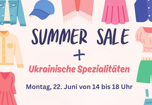Das Bild zeigt die Einladung zum Summer Sale am 22. Juni von 14 bis 18 Uhr in der Begegnungsst&auml;tte Alte Schule in Kleinmachnow