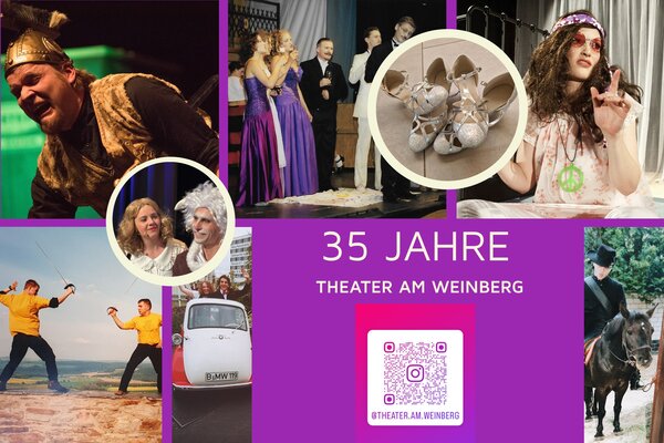 Bild vergr&ouml;&szlig;ern: Das Bild zeigt ein Plakat, das auf das 35-j&auml;hrige Jubil&auml;um des Theaters am Weinberg hinweist.