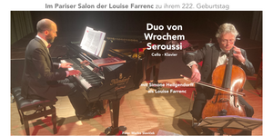 Das Foto zeigt das Duo von Wrochem und Seroussi beim Musizieren auf der B&uuml;hne