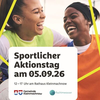 Das Foto zeigt das Plakat des Stadt-Land-Sport-Aktionstags am 5. September 2026 auf dem Rathausmarkt in Kleinmachnow