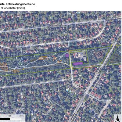 Bild vergr&ouml;&szlig;ern: Das Foto zeigt eine Detailkarte eines Abschnitts des Bannwalds mit den einzelnen Entwicklungsbereichen