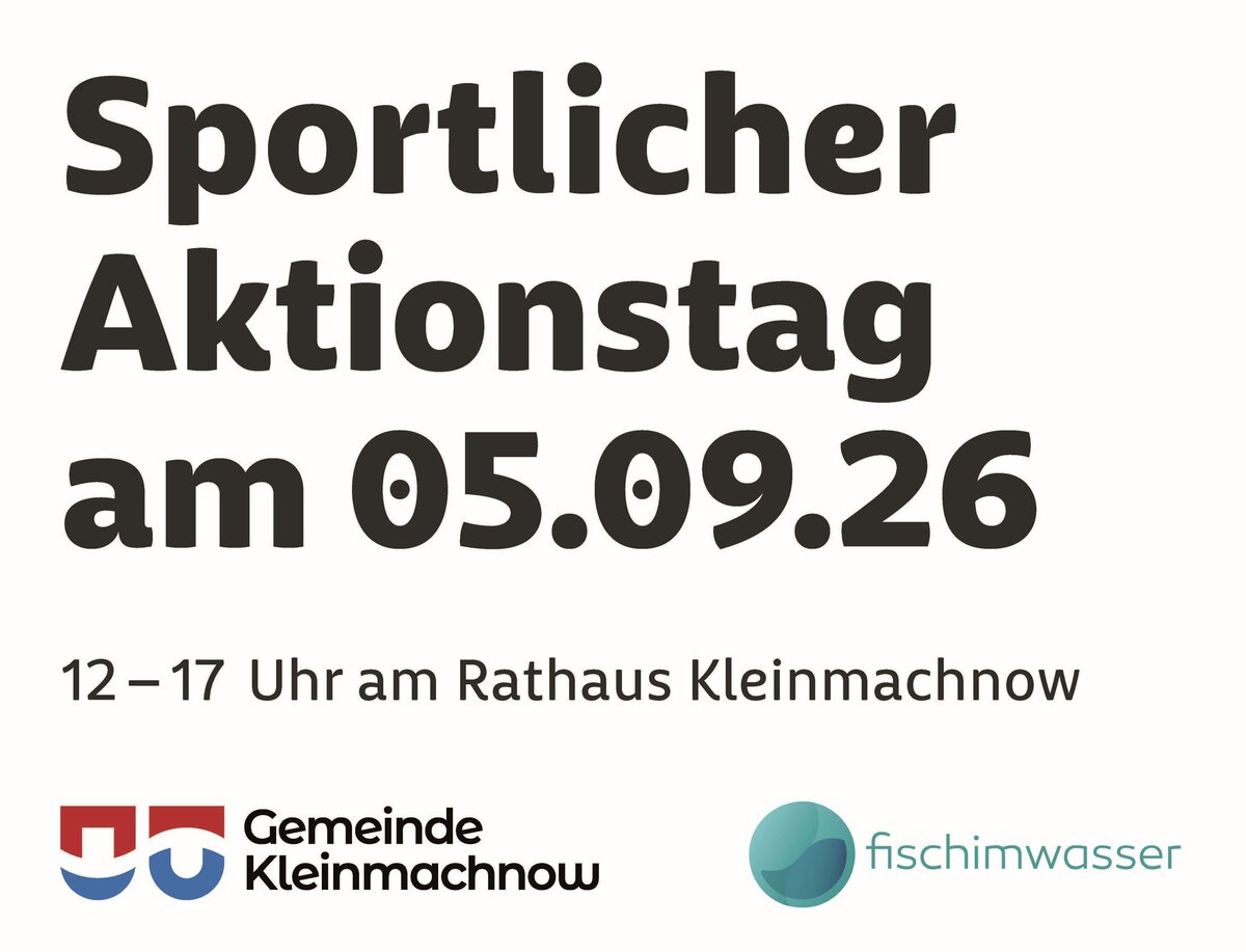 Das Bild informiert &uuml;ber den Sportlichen Aktionstag am 05.09.2026 rund um das Rathaus kleinmachnow