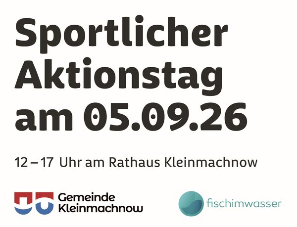Das Bild informiert &uuml;ber den Sportlichen Aktionstag am 05.09.2026 rund um das Rathaus kleinmachnow