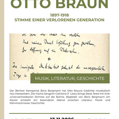 Das Bild zeigt die Einladung zum Musikalisch-Literarischen Abend f&uuml;r Otto Braun